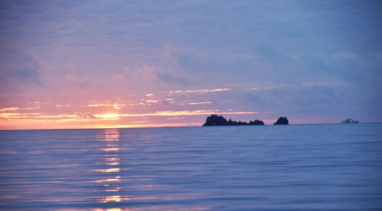 Devil's Crown - Floreana in the Galapagos Islands landscape view to the sunset in the crown