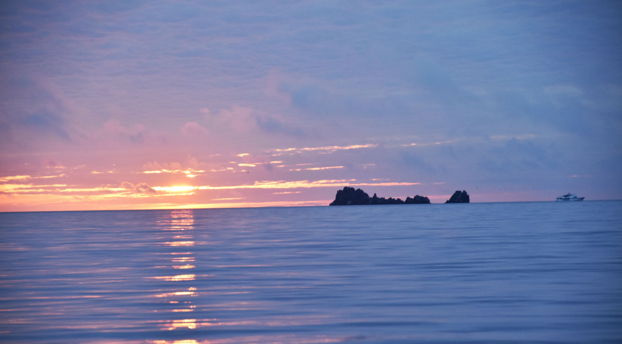 Devil's Crown - Floreana in the Galapagos Islands landscape view to the sunset in the crown