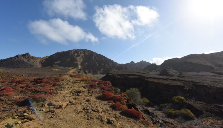 Pitt Point - San Cristobal in Galapagos Islands, view of a landscape with earth and sky