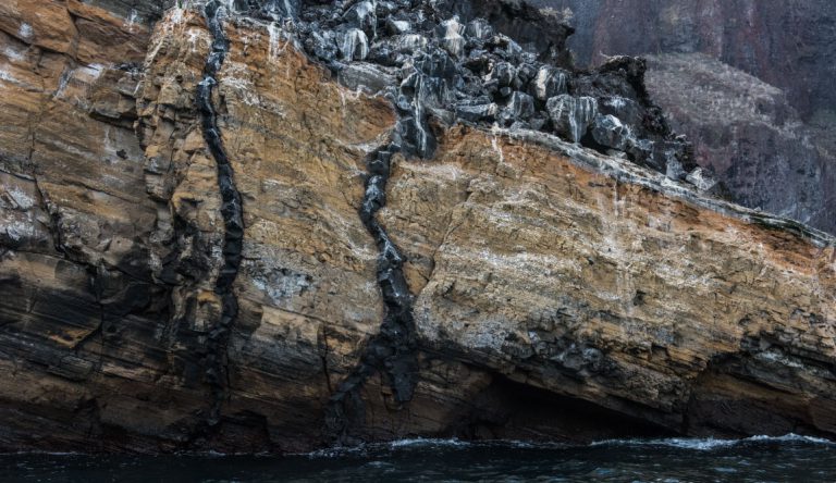 Vicente Roca Point in Isabella Island, view of the sea rocks